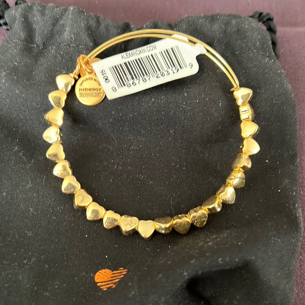Alex and Ani Heart Beaded Bangle Rafaelian Gold Finish Bracelet